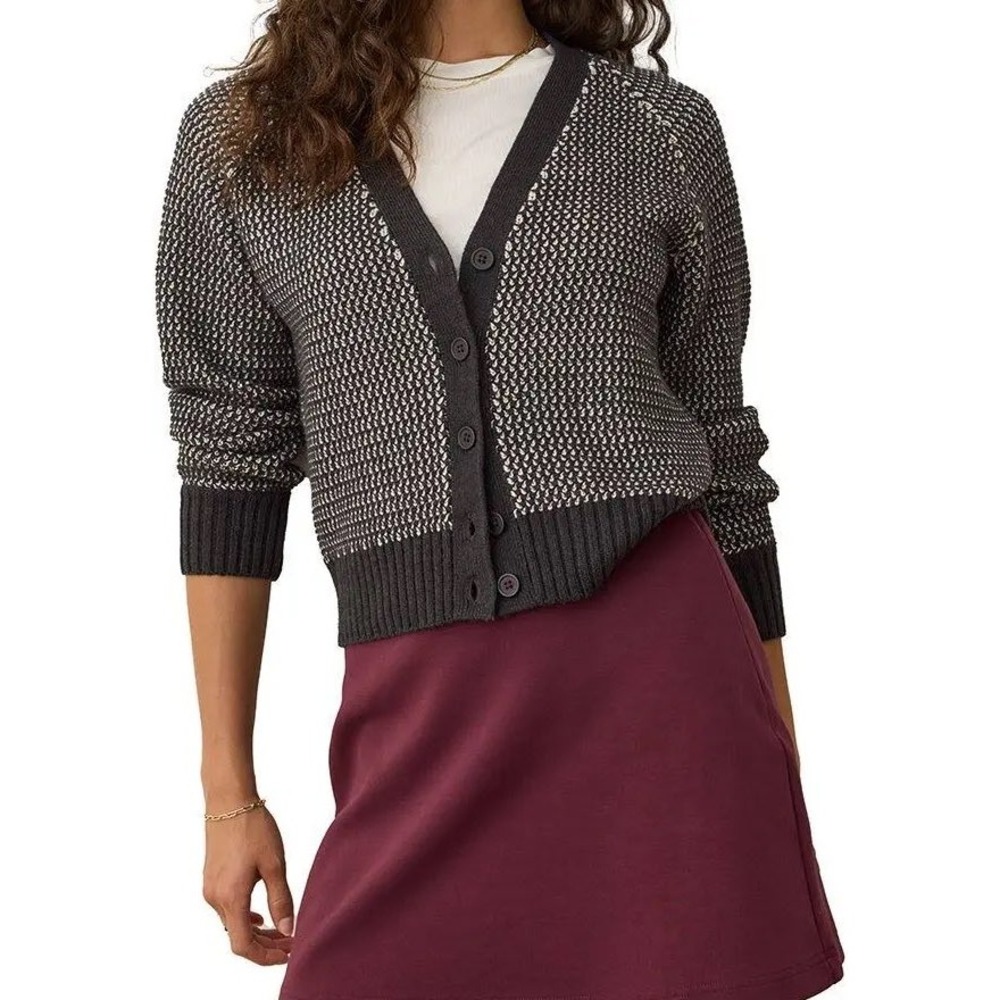 Marine Layer Robin Textured Cardigan Black/White XS New With Tags